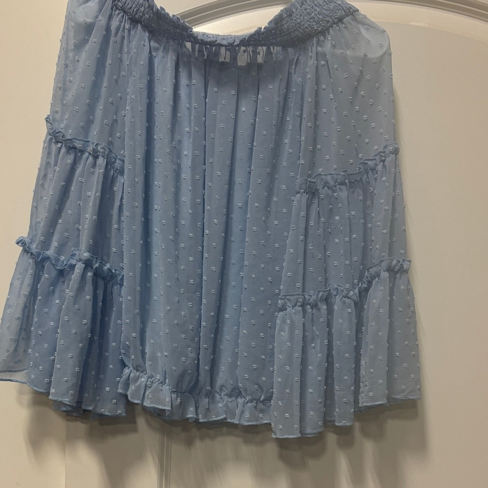 Light Blue Off-Shoulder Women's Skirt